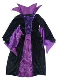 KOstým - Černo-fialové šaty s flitry 