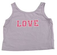 Lila crop top s nápisem 
