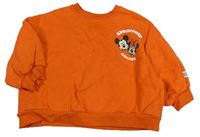 Oranžová oversized mikina s Mickeym a Minnie Next 