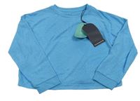 Světlemodré vzorované sportovní crop triko 