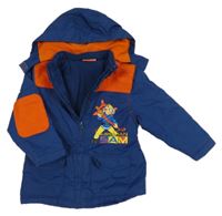 Tmavomodro-oranžová šusťáková zateplená bunda s kapucí - Požárník Sam