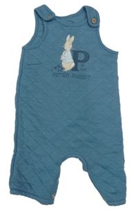 Modrošedé prošívané podšité laclové tepláky se zajícem 