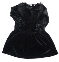 Černé sametové šaty s tylovými volánky Vertbaudet