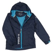 Tmavomodrá šusťáková funkční podzimní bunda s logem Pro-x