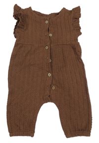 Hnědý 3D vzorovaný kalhotový overal Topomini