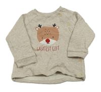 Béžová melírovaná mikina se sobem H&M