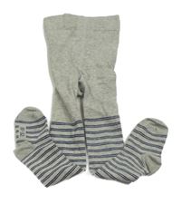 Šedo-tmavomodré pruhované punčocháče Pocopiano