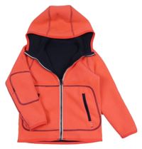 Neonově korálová funkční fleecová oboustranná bunda s kapucí Decathlon