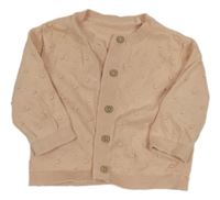 Světlepudrový propínací svetr s 3D puntíky Tu