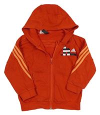Červená propínací mikina s potiskem a kapucí Adidas