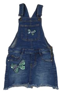 Modré riflové šaty s motýlky s flitry Sfera