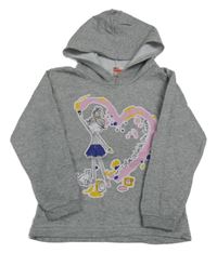 Šedá mikina s holčičkou a kapucí 