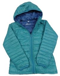 Modrozelená šusťáková prošívaná lehká zateplená bunda s kapucí Alive