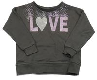 Tmavošedá mikina s nápisem a třpytkami Primark
