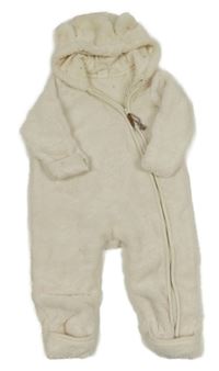 Smetanová plyšová zateplená kombinéza s kapucí H&M