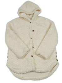 Smetanová huňatá bunda s kapucí Shein 