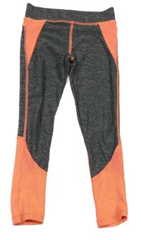 Tmavošedo-neonově oranžové sportovní legíny Next