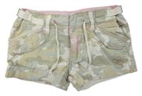 Světlekhaki-smetanové army plátěné kraťasy 
