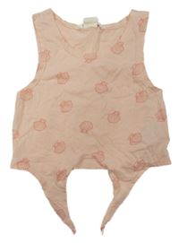 Světlerůžový crop top s mušlemi a uzlem H&M