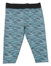 Modro-bílo-černé žíhané sportovní capri legíny 