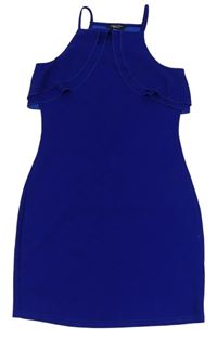 Kobaltově modré šaty s volánky New Look