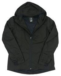 Černá funkční šusťáková podzimní bunda s kapucí Decatlon
