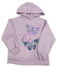 Lila mikina s motýly a kapucí Primark