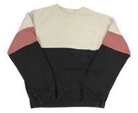 Tmavošedo-bílo-růžová mikina zn. H&M