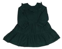 Tmavozelené manšestrové šaty s volánky H&M