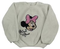 Bílý žinylkový svetr s Minnií Disney
