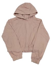Světlerůžová crop mikina s kapucí Tu