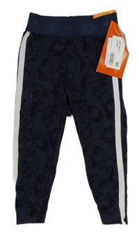 Nové - Tmavomodré legíny s pandami a proužky Decathlon