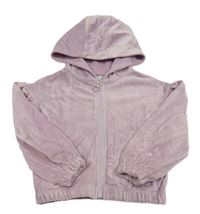Světlerůžová sametová žebrovaná crop mikina s kapucí Matalan 