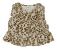 Béžovo-bílá vzorovaná kožešinová podšitá vesta River Island