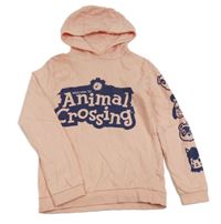 Broskvová mikina Animal Crossing s kapucí 