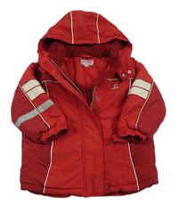 Červená šusťáková zimní bunda s kapucí Lindex 