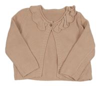 Světlerůžový propínací svetr s volánky Tu