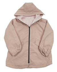 Světlerůžová šusťáková zimní bunda s kapucí Shein