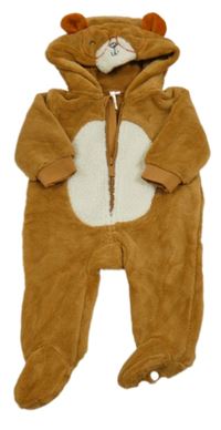 Béžovo-bílá chlupatá kombinéza s kapucí Orchestra