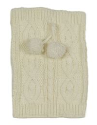 Smetanový pletený nákrčník s bambulemi 