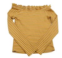 Medovo-bílé pruhované žebrované triko Matalan