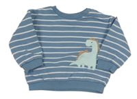 Modro-bílá pruhovaná oversize mikina s dinosaurem M&S