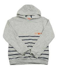 Šedá pruhovaná mikina se srdíčky a kapucí Kids 