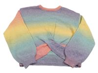 Barevný pruhovaný crop svetr Shein