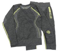 2set - Šedé pruhované funkční spodní triko + kalhoty GTS