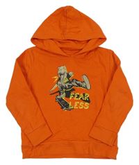 Oranžová mikina s dinosaurem a kapucí Jeff&Co