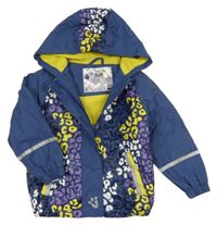 Tmavomodrá nepromokavá jarní bunda se vzorem a kapucí Lupilu