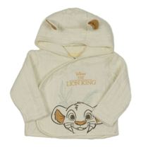 Smetanový bavlněný zateplený zavinovací kabátek se Simbou a kapucí Primark