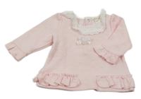 Světlerůžová mikina s volánky a krajkou Mintini