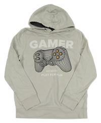 Šedá mikina s ovladačem a kapucí C&A